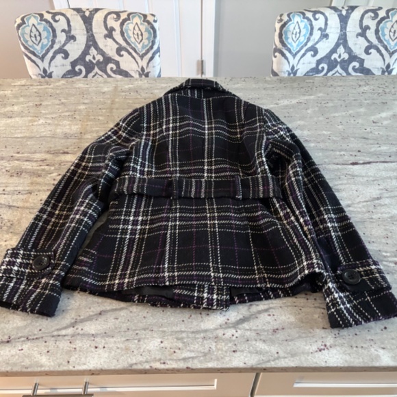 Urban Behavior Vintage Patterned Black Pea Coat - Size S - Picture 3 of 5